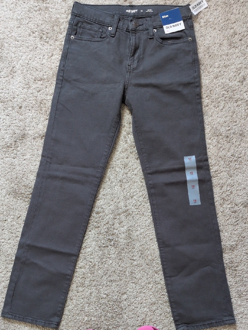 Old Navy Boys Slim Jeans Size 12 Gray Built-In Flex NEW With Tags